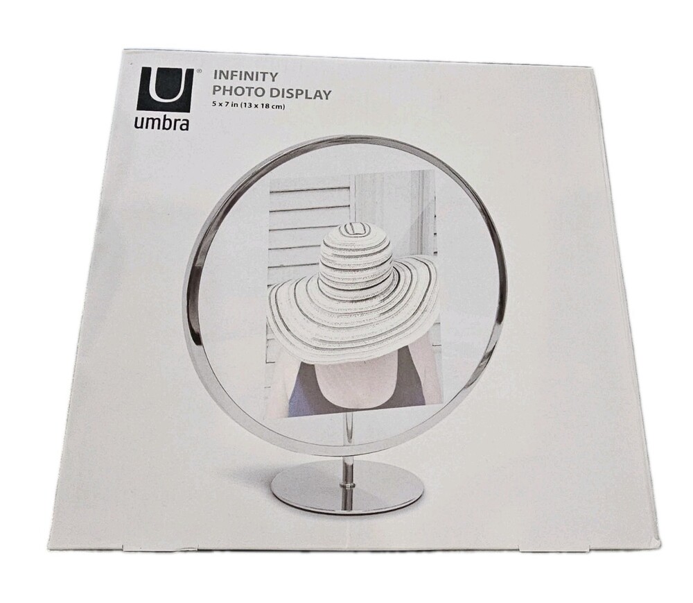 Umbra 5"x7" Infinity Picture Frame Black: Modern Round Shape, Pedestal